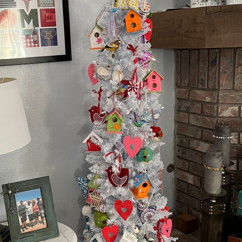 4.5" Orange and White Transparent Glass Silhouette Bird Christmas Ornament