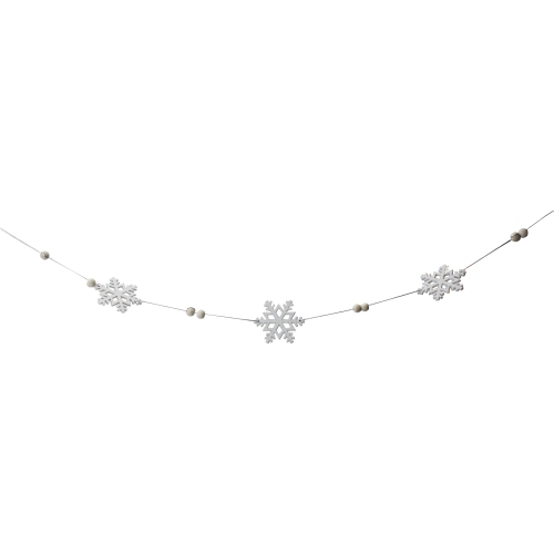 24" White Glittered Snowflake Christmas Garland