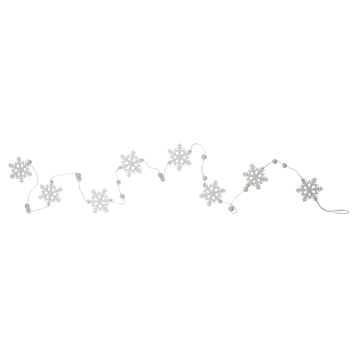 24" White Glittered Snowflake Christmas Garland