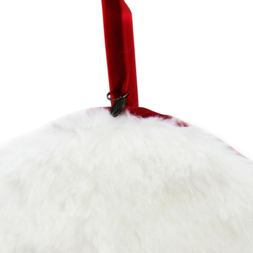7.5" Red and White "Merry Christmas" Faux Fur Decorative Christmas Disc Ornament