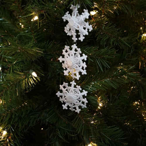 9" Winter Light White Glitter Snowflakes Pendant Christmas Ornament