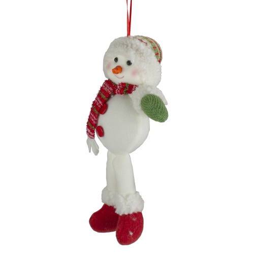 13" Jolly Smiling Plush Snowman Hanging Christmas Ornament