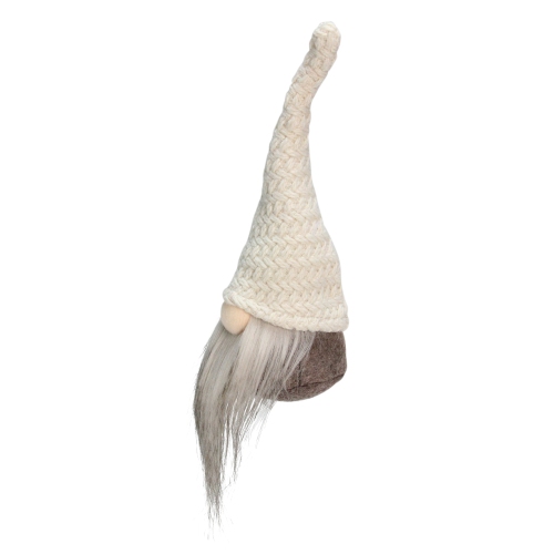 7.5" White Santa Gnome Head with Crochet Hat Tabletop Christmas Decoration