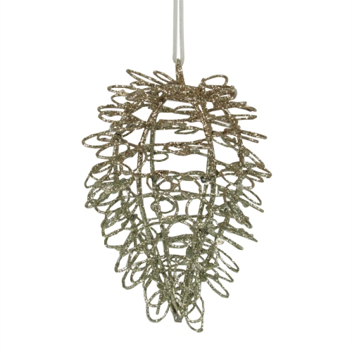 MIDWEST  4.75" Silent Luxury Glitter Drenched Twisted Acorn Christmas Ornament In Gold