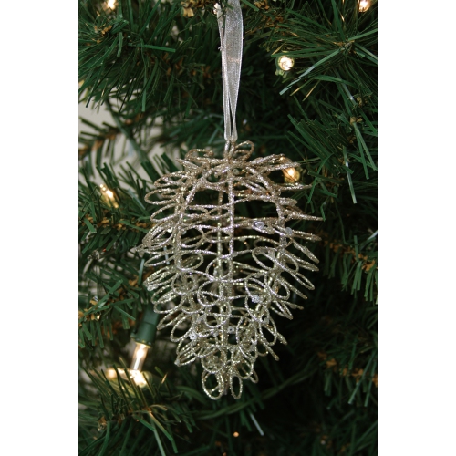 4.75" Silent Luxury Gold Glitter Drenched Twisted Acorn Christmas Ornament