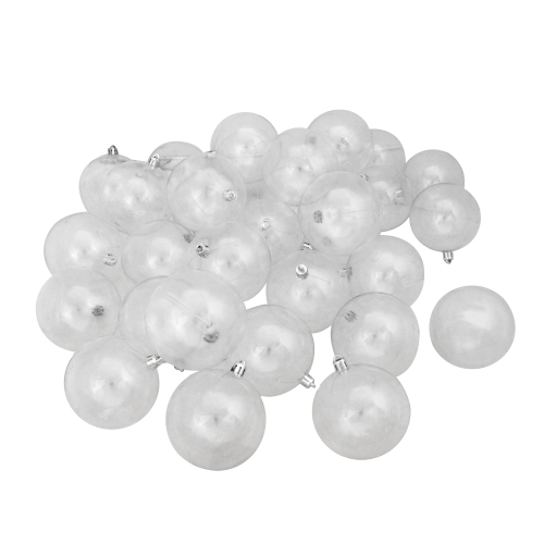 NORTHLIGHT  32Ct Clear Shatterproof Shiny Christmas Ball Ornaments 3.25" (80Mm)