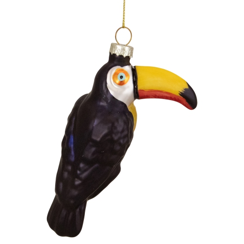 4.75" Black and Gold Glass Toucan Bird Christmas Ornament