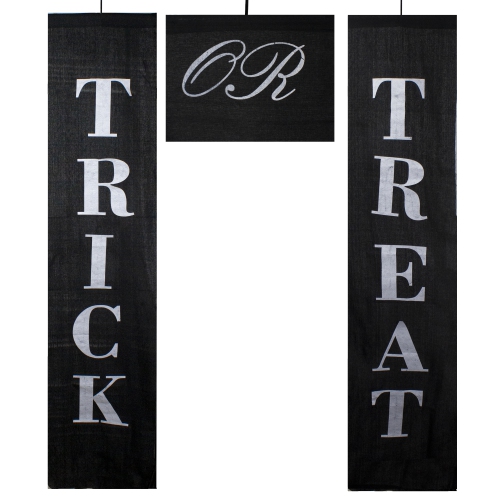 NORTHLIGHT  Set Of 3 Black And Trick Or Treat Outdoor Halloween Banners 19.25" In White