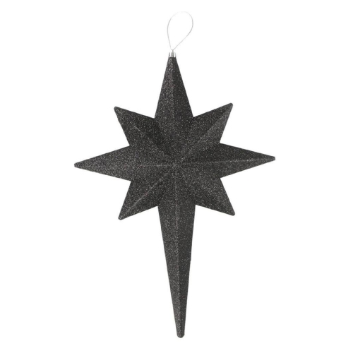 20" Jet Black Glittered Bethlehem Star Shatterproof Christmas Ornament
