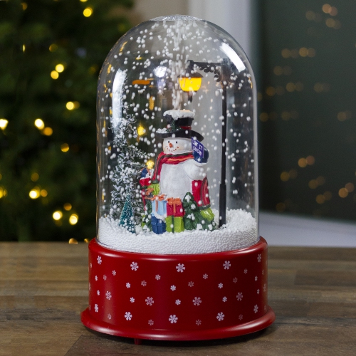11.75" Lighted Snowman with Street Light Snowing Christmas Globe