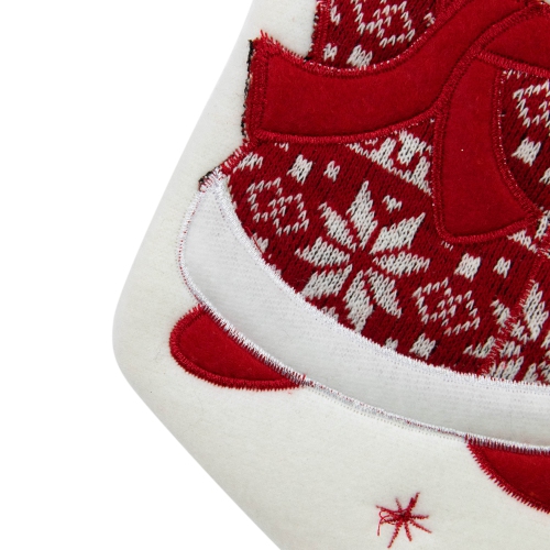 15.75" Red and White Welcome Snowman Embroidered Christmas Stocking