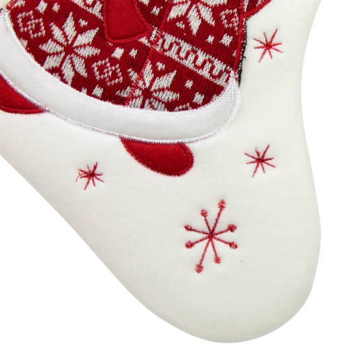 15.75" Red and White Welcome Snowman Embroidered Christmas Stocking