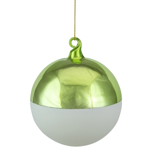 NORTHLIGHT  3.5" Shiny Lime And Matte White Glass Christmas Ornament In Green