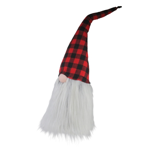 28" Red and Black Buffalo Plaid Christmas Tabletop Gnome