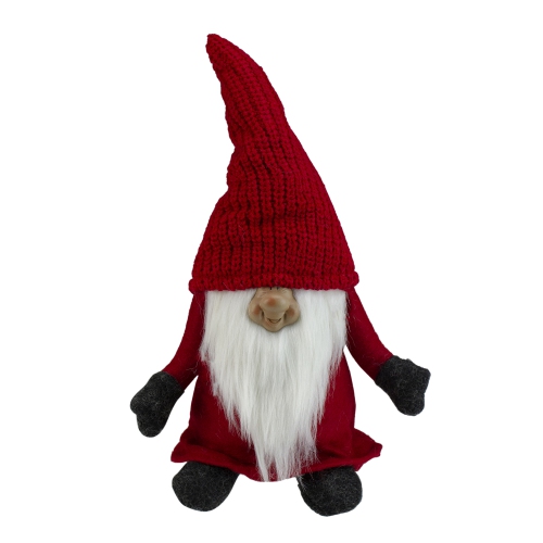 NORTHLIGHT  13.5" And Gray Portly Smiling Man Gnome Table Top Christmas Figure In Red