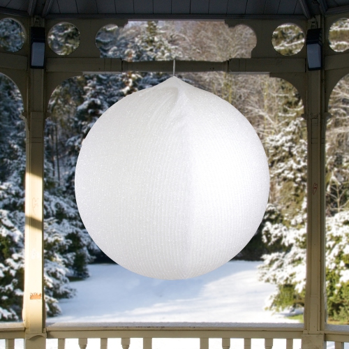 27.5" White Tinsel Inflatable Christmas Ball Ornament Outdoor Decoration