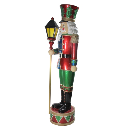 6' Red and Green Commercial Christmas Nutcracker Holding Street Lamp Outdoor Decor
