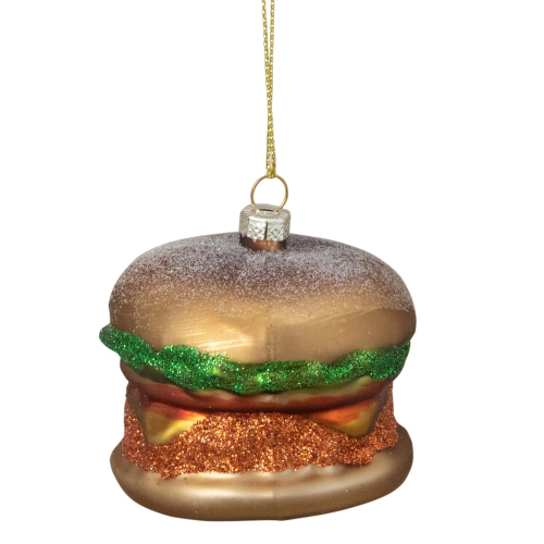 NORTHLIGHT  2.5" Juicy Golden Cheeseburger Hanging Glass Christmas Ornament