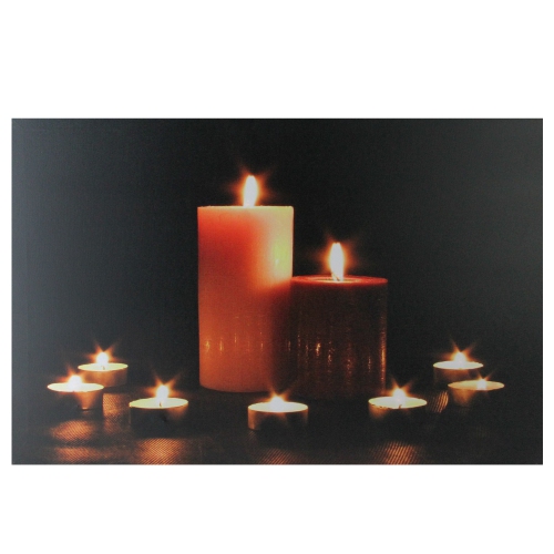 NORTHLIGHT  Led Lighted Flickering Pillar And Tea Light Candles Canvas Wall Art 23.5" X 15.5"