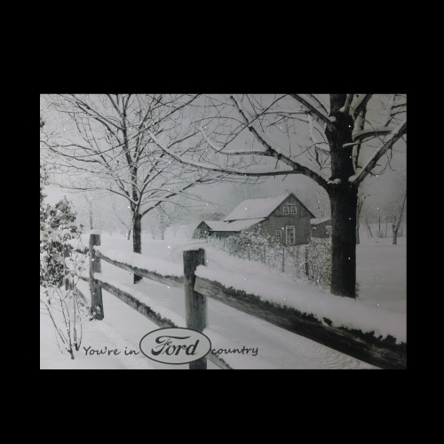 Fiber Optic Lighted "You're in Ford Country" Snowy Cabin Canvas Wall Art 12" x 15.75"
