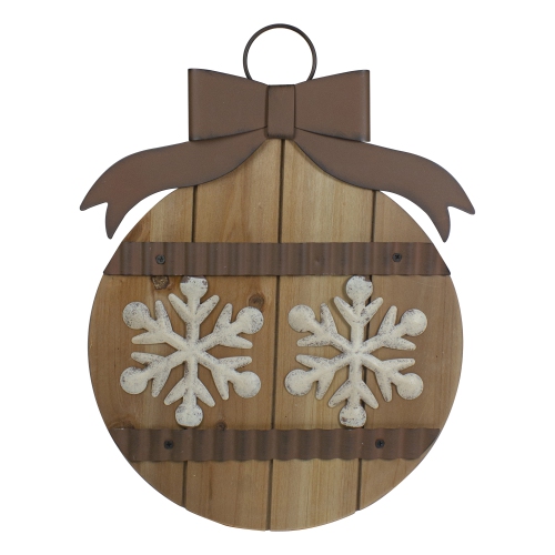 NORTHLIGHT  16" Rustic Snowflakes Christmas Ornament Wall Sign In Brown