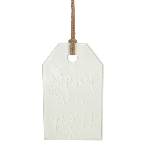 12" White and Red Metal Distressed "Jingle All The Way" Christmas Wall Decor