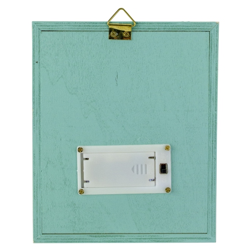 6.25" Spring Songbird Wooden Green and Pink LED Hanging Shadow Box