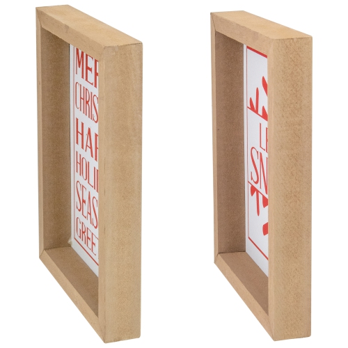 Set of 2 Red and White Holiday Slogans Wooden Christmas Plaques