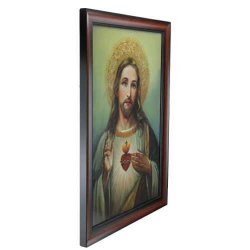 27.75" Framed Celestial Jesus Christ and Sacred Heart Hanging Portrait Art