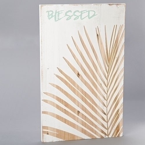 30" Paradise Found Rustic Wooden Blessed Palm Leaf Wall Plaque