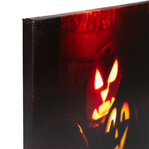 LED Lighted Silly and Spooky Jack-O-Lanterns Halloween Canvas Wall Art 15.75" x 12"