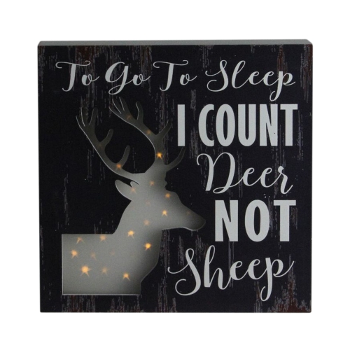 8"x8" LED Lighted Fiber Optic Deer “To Go to Sleep I Count Deer Not Sheep" Wall Art Decoration