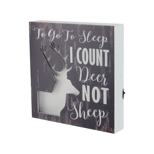 8"x8" LED Lighted Fiber Optic Deer “To Go to Sleep I Count Deer Not Sheep" Wall Art Decoration
