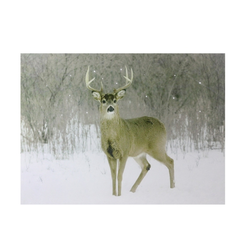 NORTHLIGHT  Fiber Optic Lighted Majestic Buck Canvas Wall Art 12" X 15.75"