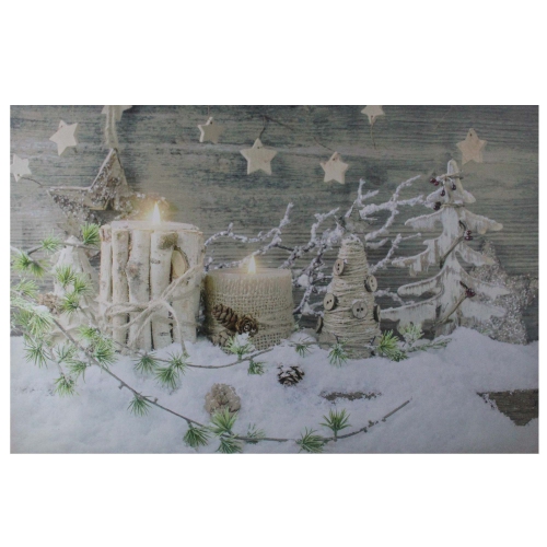 NORTHLIGHT  Country Rustic Winter Christmas Led Lighted Canvas Wall Art 23.5" X 15.5"