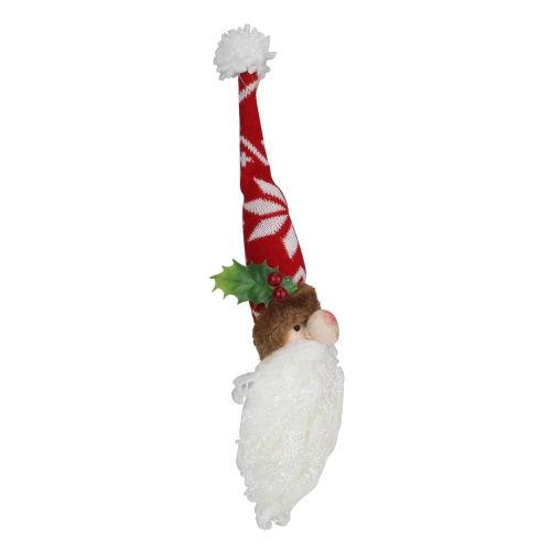 16" Santa Head With Glittered Foam Beard And Holly Berries Christmas Wall Decor