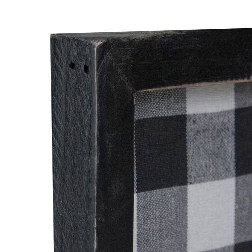 16" Black and White Buffalo Plaid Santa Farm Truck Wooden Christmas Plaque