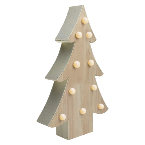 15" Lighted 3D Wooden Christmas Tree Tabletop Decor