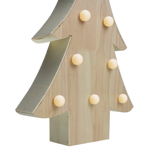 15" Lighted 3D Wooden Christmas Tree Tabletop Decor