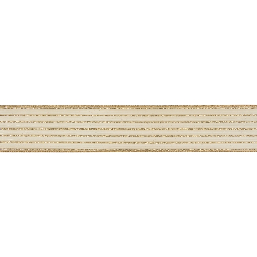 Gold Glitter Striped Christmas Wired Craft Ribbon 2.5" x 10 Yards