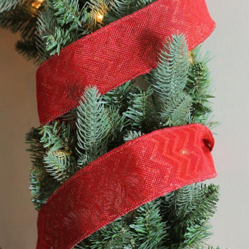 Wine Red Glitter Chevron Wired Christmas Craft Ribbon 2.5" x 10 Yards