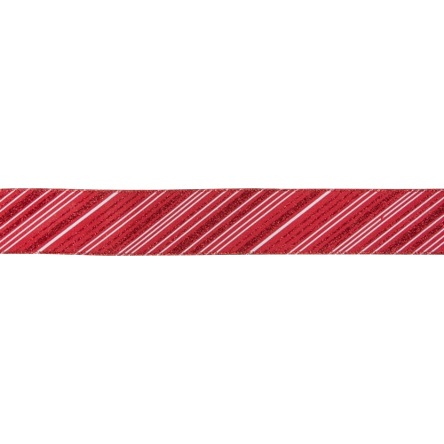 Red and White Striped Christmas Wired Craft Ribbon 2.5" x 10 Yards