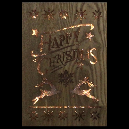 10" Lighted Wooden "Happy Christmas" Christmas Wall Decoration