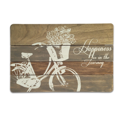 23.5" Brown and White Happiness Bicycle Wall Plaque