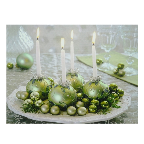 Ornement de table illuminé à DEL, art mural en toile de Noël, 11.75 x 15.75 po