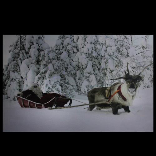 Fiber Optic Lighted Santa in His Sleigh Canvas Wall Art 15.75" x 23.5"