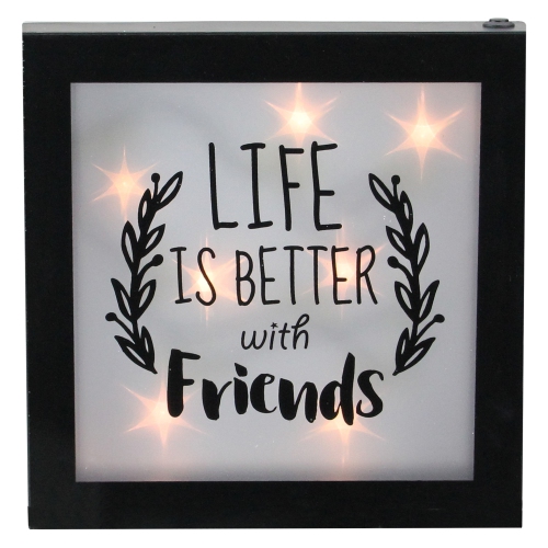 9" B/O LED Lighted "Life is Better With Friends" Framed Wall Decor