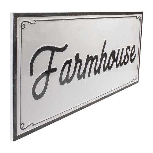 36" Black and White "Farmhouse" Metal Sign Wall Decor