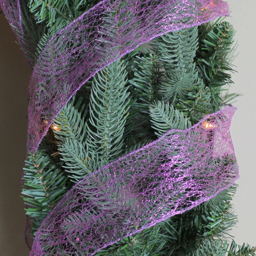 Pack of 12 Purple Glittering Christmas Wired Craft Ribbons 2.5" x 120 Yards