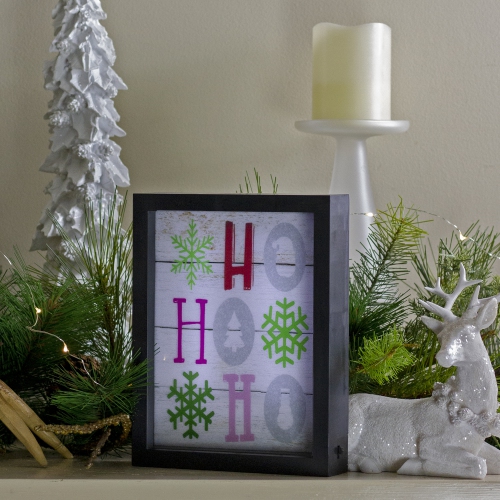 9" LED Lighted "HO, HO, HO" with Snowflakes Christmas Wall Art